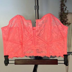 Victoria's Secret, Orange, XL, unlined, lace, longline bra